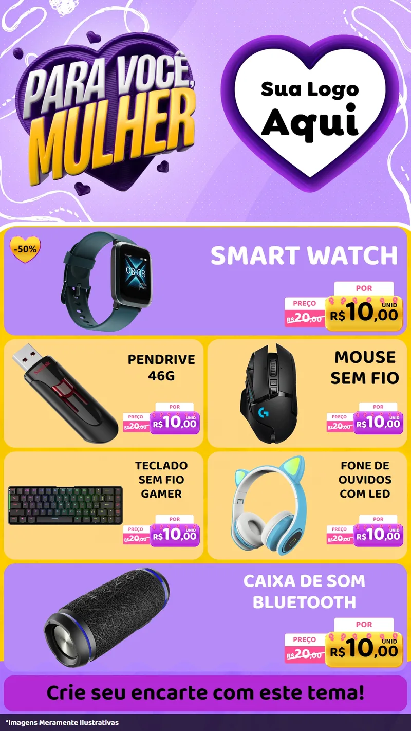 Modelo de TV para TV Vertical com o tema Para Você, Mulher para Informática