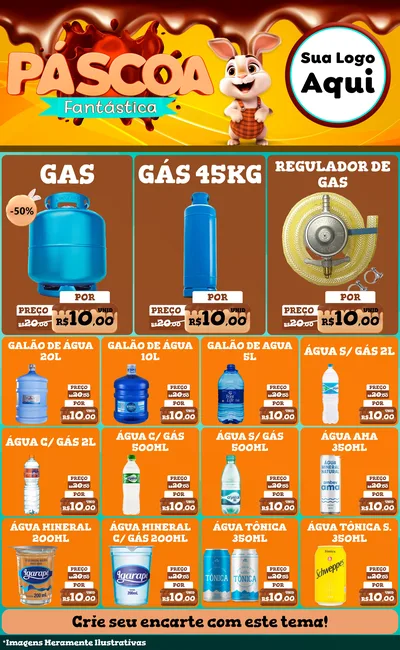 Modelo de Encarte para Encarte Grande com o tema Páscoa Fantástica para Água e gás