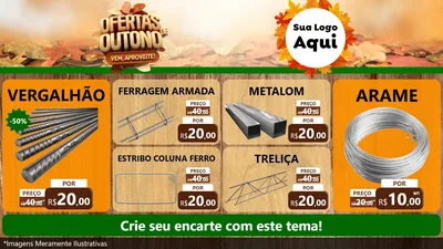 Modelo de TV para TV Horizontal com o tema Ofertas de Outono - Vem, Aproveite! para Ferragens