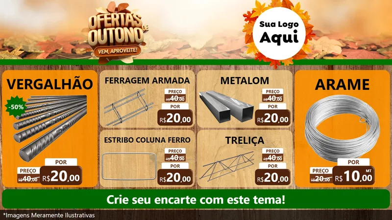 Modelo de TV para TV Horizontal com o tema Ofertas de Outono - Vem, Aproveite! para Ferragens