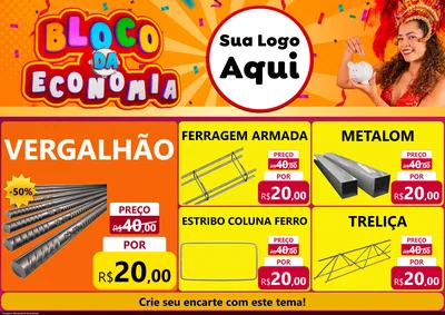 Modelo de Encarte para Encarte A4 Horizontal com o tema Bloco da Economia para Ferragens