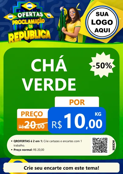 Modelo de Cartaz para Cartaz A4 Vertical com o tema Ofertas Proclamação da República para Produtos Naturais