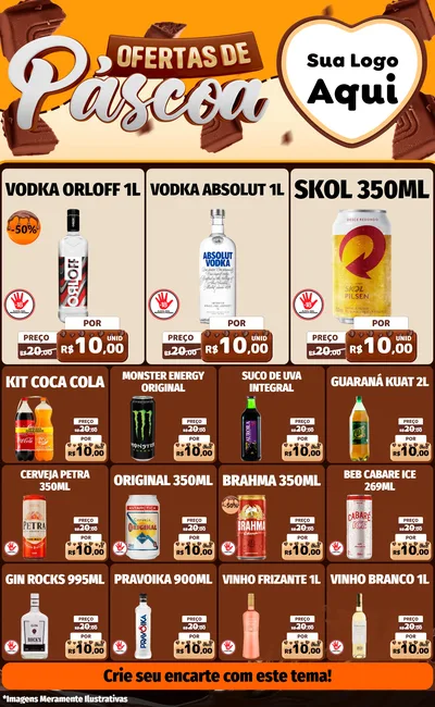 Modelo de Encarte para Encarte Grande com o tema Ofertas de Páscoa para Distribuidora de bebidas