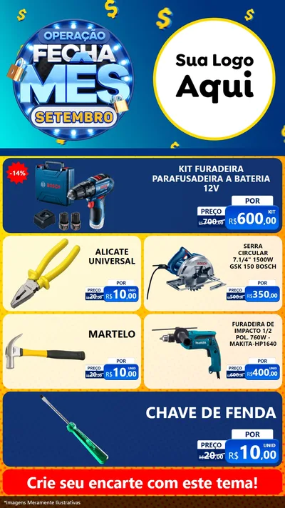 Modelo de TV para TV Vertical com o tema Operação Fecha Mês Setembro para Maquinas e Ferramentas