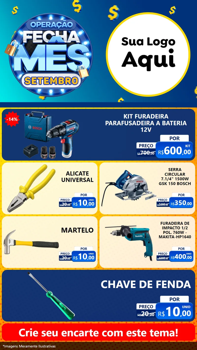 Modelo de TV para TV Vertical com o tema Operação Fecha Mês Setembro para Maquinas e Ferramentas