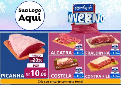 Modelo de Encarte para Encarte A4 Horizontal com o tema Ofertas de Inverno para Açougue