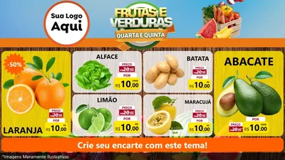 Modelo de TV para TV Horizontal com o tema Frutas e Verduras Quarta e Quinta para Hortifrúti