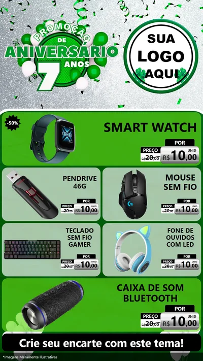 Modelo de TV para TV Vertical com o tema Promoção de Aniversário - 7 Anos para Informática