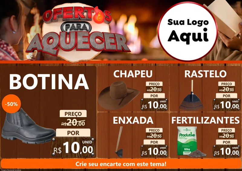 Modelo de Encarte para Encarte A4 Horizontal com o tema Ofertas Para Aquecer para Agropecuária