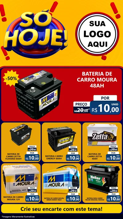 Modelo de Rede Social para Stories com o tema Só Hoje! para Baterias Elétricas