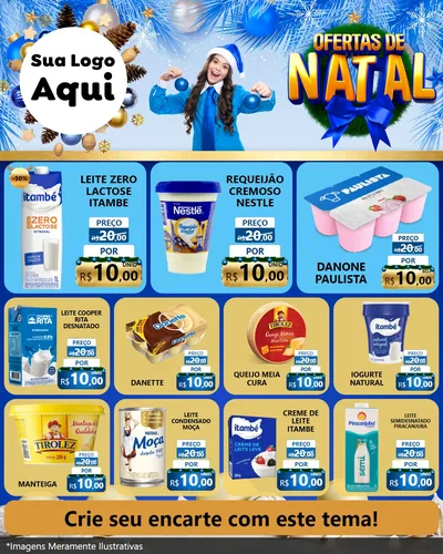 Modelo de Rede Social para Feed Instagram com o tema Ofertas de Natal para Frios e Laticínios