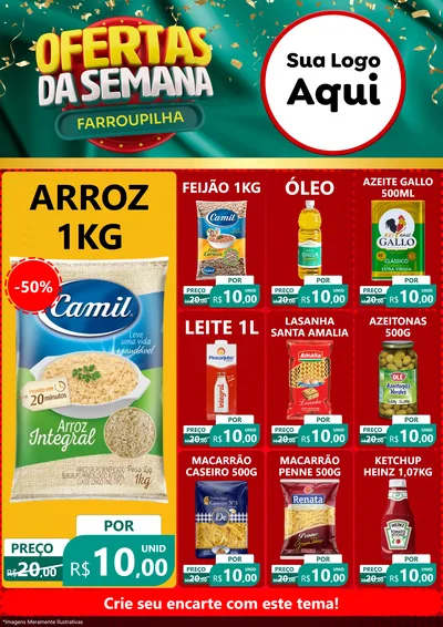 Modelo de Encarte para Encarte A4 Vertical com o tema Ofertas da Semana Farroupilha para Supermercado