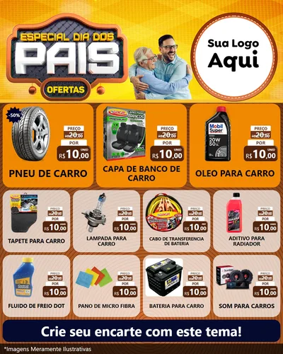 Modelo de Rede Social para Feed Instagram com o tema Especial Dia dos Pais para Auto peças