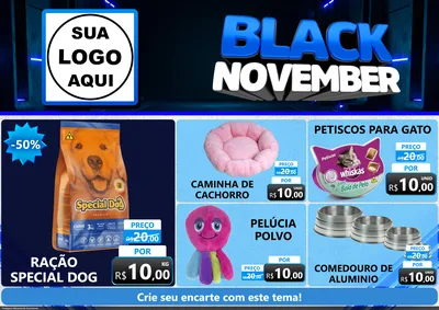 Modelo de Encarte para Encarte A4 Horizontal com o tema Black November para Pet Shop