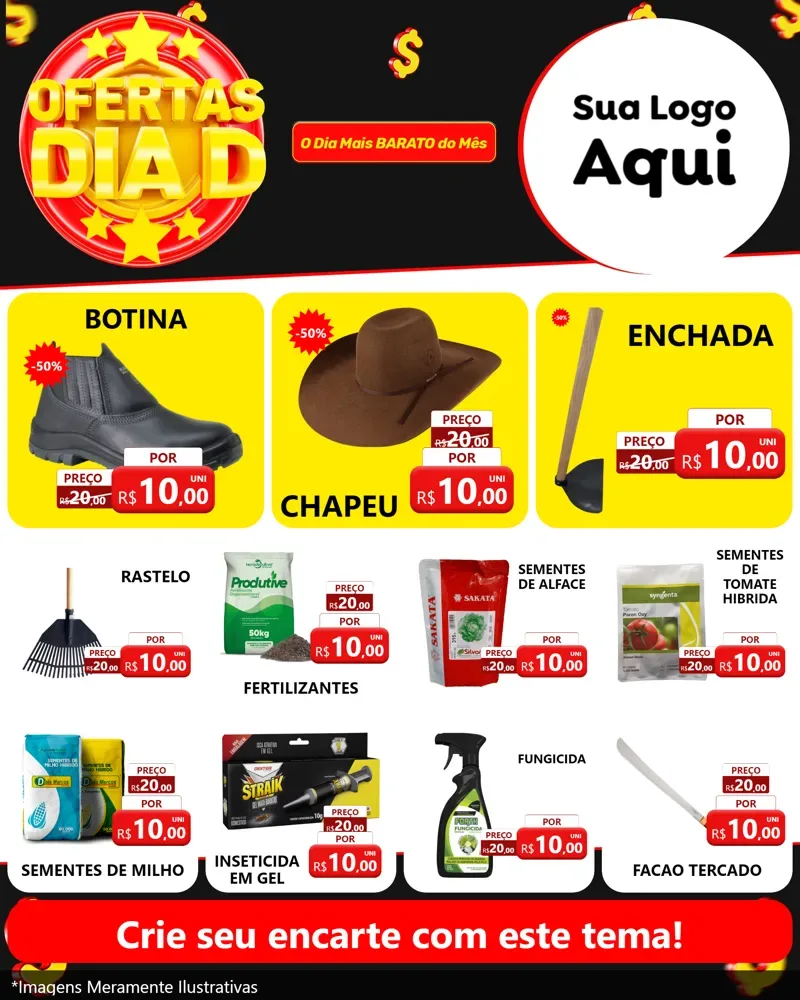 Modelo de Rede Social para Feed Instagram com o tema Dia D para Agropecuária