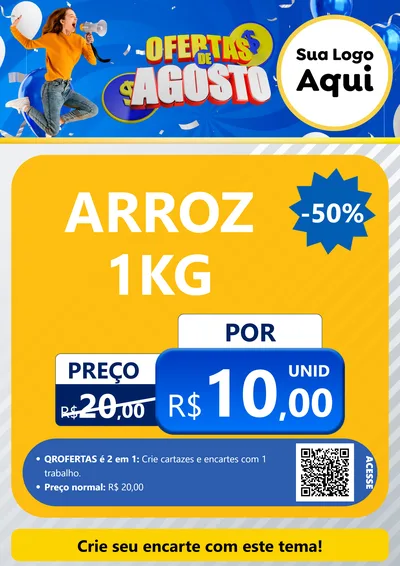 Modelo de Cartaz para Cartaz A4 Vertical com o tema Ofertas de Agosto para Supermercado