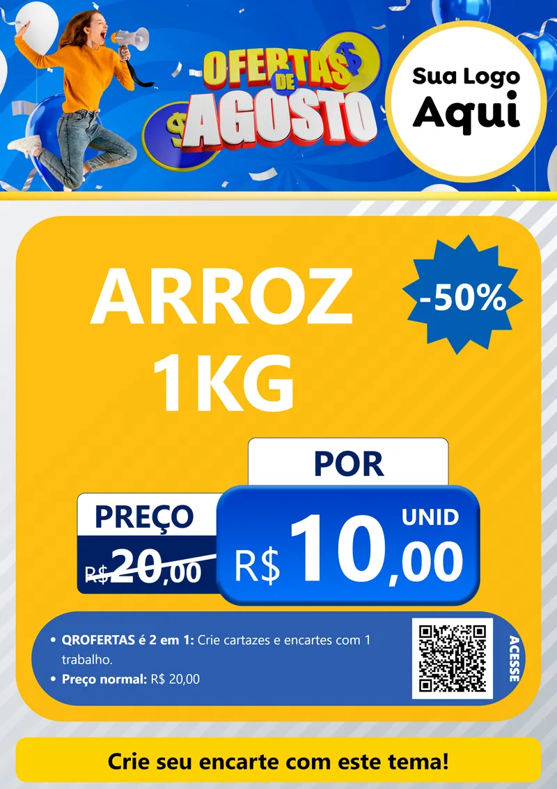 Modelo de Cartaz para Cartaz A4 Vertical com o tema Ofertas de Agosto para Supermercado