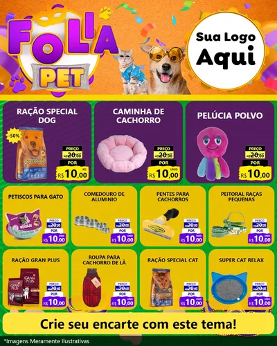 Modelo de Rede Social para Feed Instagram com o tema Folia Pet para Pet Shop