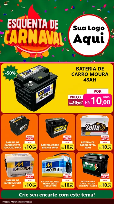 Modelo de Rede Social para Stories com o tema Esquenta de Carnaval para Baterias Elétricas
