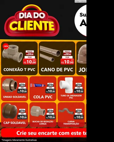 Modelo de Rede Social para Feed Instagram com o tema Dia do Cliente para Tubos e conexões