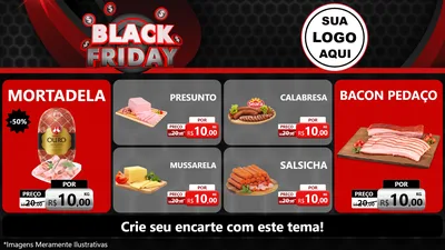 Modelo de TV para TV Horizontal com o tema Black Friday para Frios e Laticínios