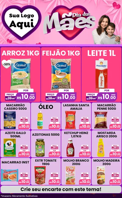 Modelo de Encarte para Encarte Grande com o tema Dia das Mães para Supermercado