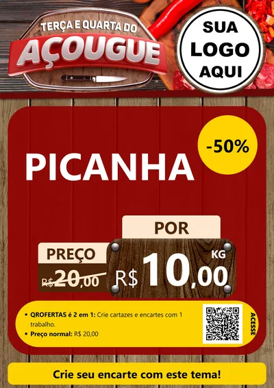 Modelo de Cartaz para Cartaz A4 Vertical com o tema Terça e Quarta do Açougue para Açougue