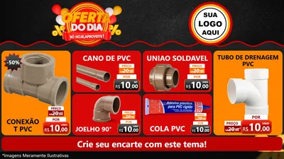 Modelo de TV para TV Horizontal com o tema Oferta do Dia - Só hoje, Aproveite! para Tubos e conexões