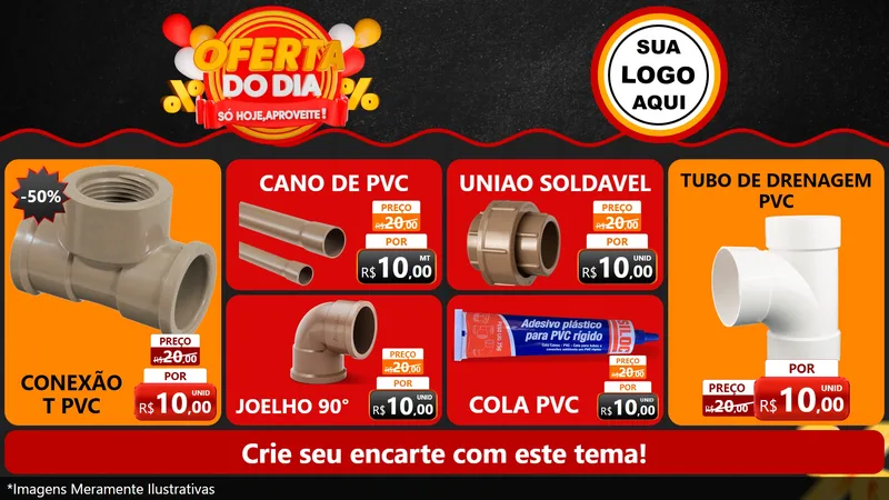 Modelo de TV para TV Horizontal com o tema Oferta do Dia - Só hoje, Aproveite! para Tubos e conexões