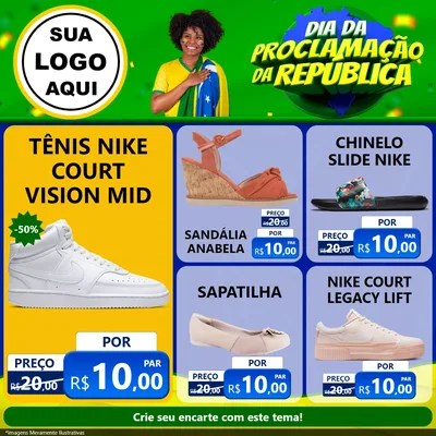 Modelo de Rede Social para Feed Facebook com o tema Dia Da Proclamação Da República para Calçados