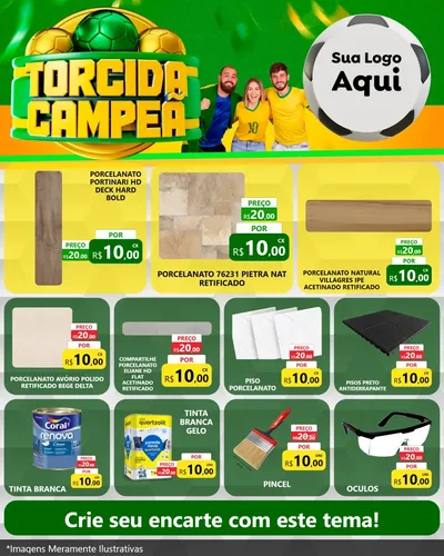 Modelo de Rede Social para Feed Instagram com o tema Torcida Campeã - Copa para Pisos e revestimentos