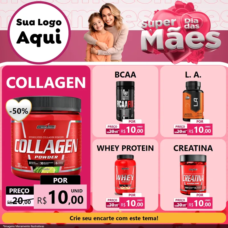 Modelo de Rede Social para Feed Facebook com o tema Super Dia Das Mães para Suplementos alimentares