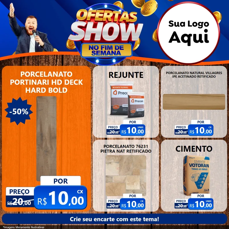 Modelo de Rede Social para Feed Facebook com o tema Ofertas Show No Fim De Semana para Pisos e revestimentos