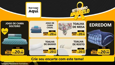 Modelo de TV para TV Horizontal com o tema Setembro Amarelo para Cama, Mesa e Banho