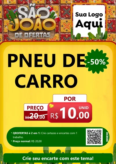 Modelo de Cartaz para Cartaz A4 Vertical com o tema São João de Muitas Ofertas - Junina para Auto peças
