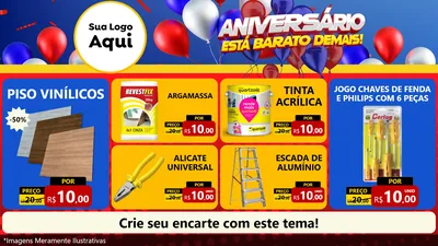 Modelo de TV para TV Horizontal com o tema Aniversário para Material para Construção