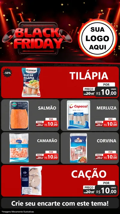 Modelo de TV para TV Vertical com o tema Black Friday para Peixaria