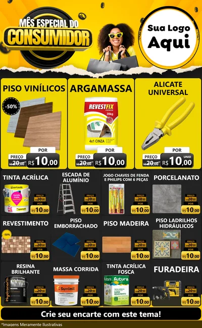 Modelo de Encarte para Encarte Grande com o tema Mês Especial do Consumidor para Material para Construção