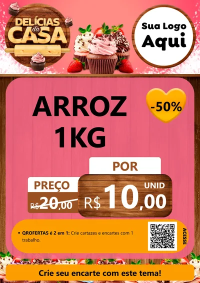 Modelo de Cartaz para Cartaz A4 Vertical com o tema Delícias da Casa para Supermercado