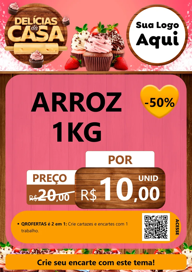 Modelo de Cartaz para Cartaz A4 Vertical com o tema Delícias da Casa para Supermercado