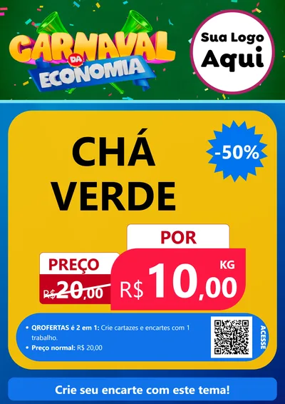 Modelo de Cartaz para Cartaz A4 Vertical com o tema Carnaval da Economia para Produtos Naturais
