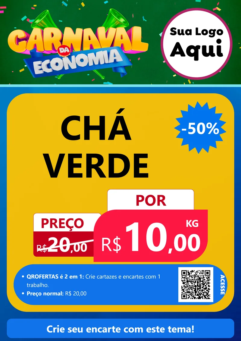 Modelo de Cartaz para Cartaz A4 Vertical com o tema Carnaval da Economia para Produtos Naturais