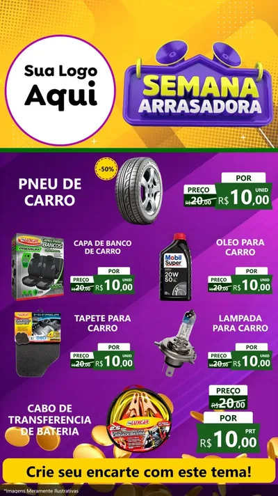 Modelo de TV para TV Vertical com o tema Semana Arrasadora para Auto peças