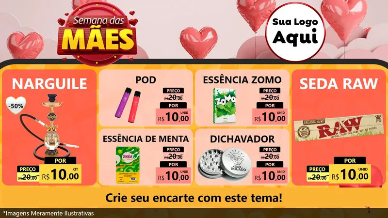 Modelo de TV para TV Horizontal com o tema Semana das Mães para Tabacaria