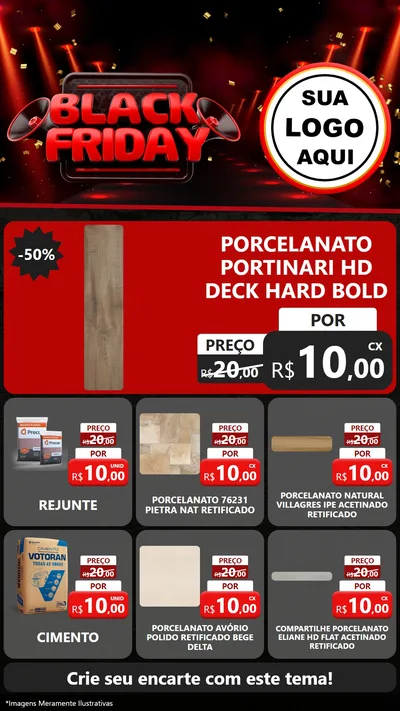 Modelo de Rede Social para Stories com o tema Black Friday para Pisos e revestimentos