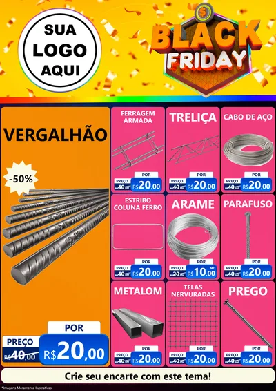 Modelo de Encarte para Encarte A4 Vertical com o tema Black Friday para Ferragens