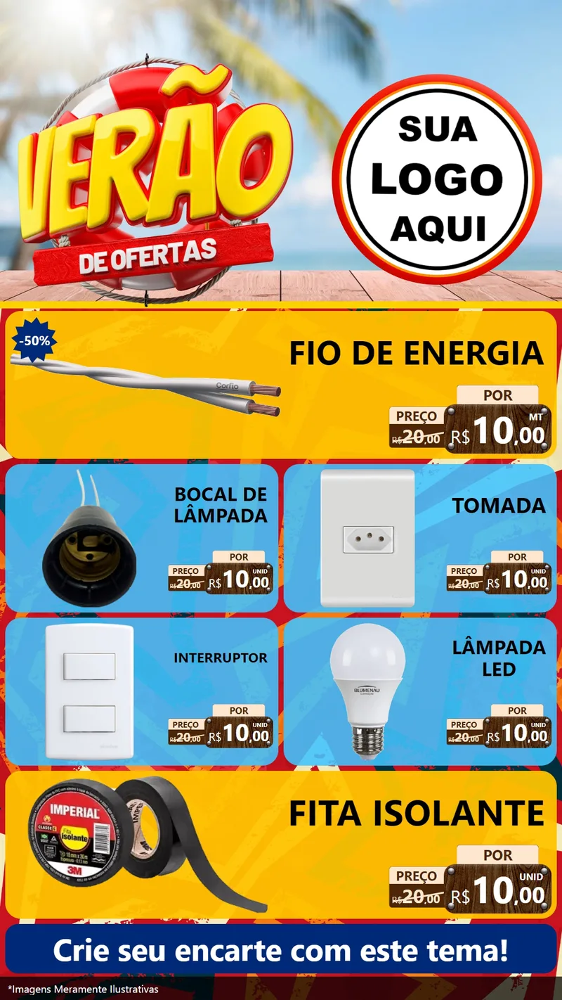 Modelo de TV para TV Vertical com o tema Verão de Ofertas para Materiais Elétricos