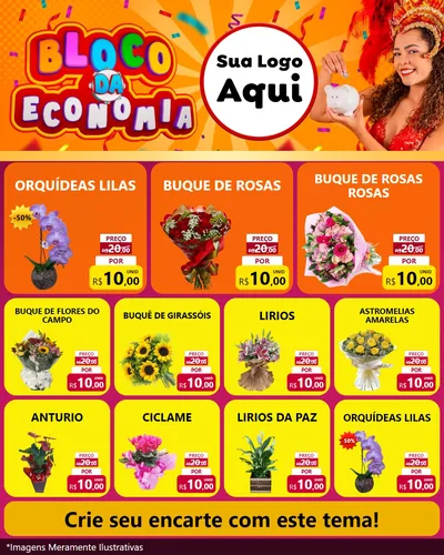 Modelo de Rede Social para Feed Instagram com o tema Bloco da Economia para Floricultura e jardim