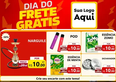 Modelo de Encarte para Encarte A4 Horizontal com o tema Dia do Frete Grátis para Tabacaria