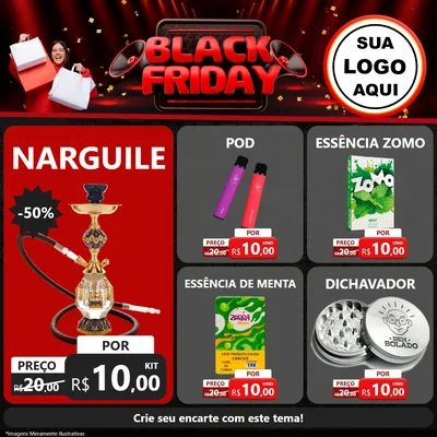 Modelo de Rede Social para Feed Facebook com o tema Black Friday para Tabacaria